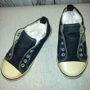 GUC Boys canvas Gymboree slip-on sneakers size 10 Navy and green